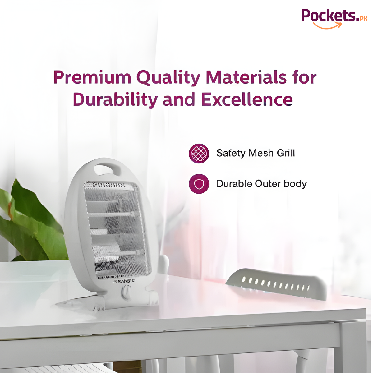 800W Indoor Ceramic Space Heater – Dual Power Levels | Portable & Energy Efficient Room Heater