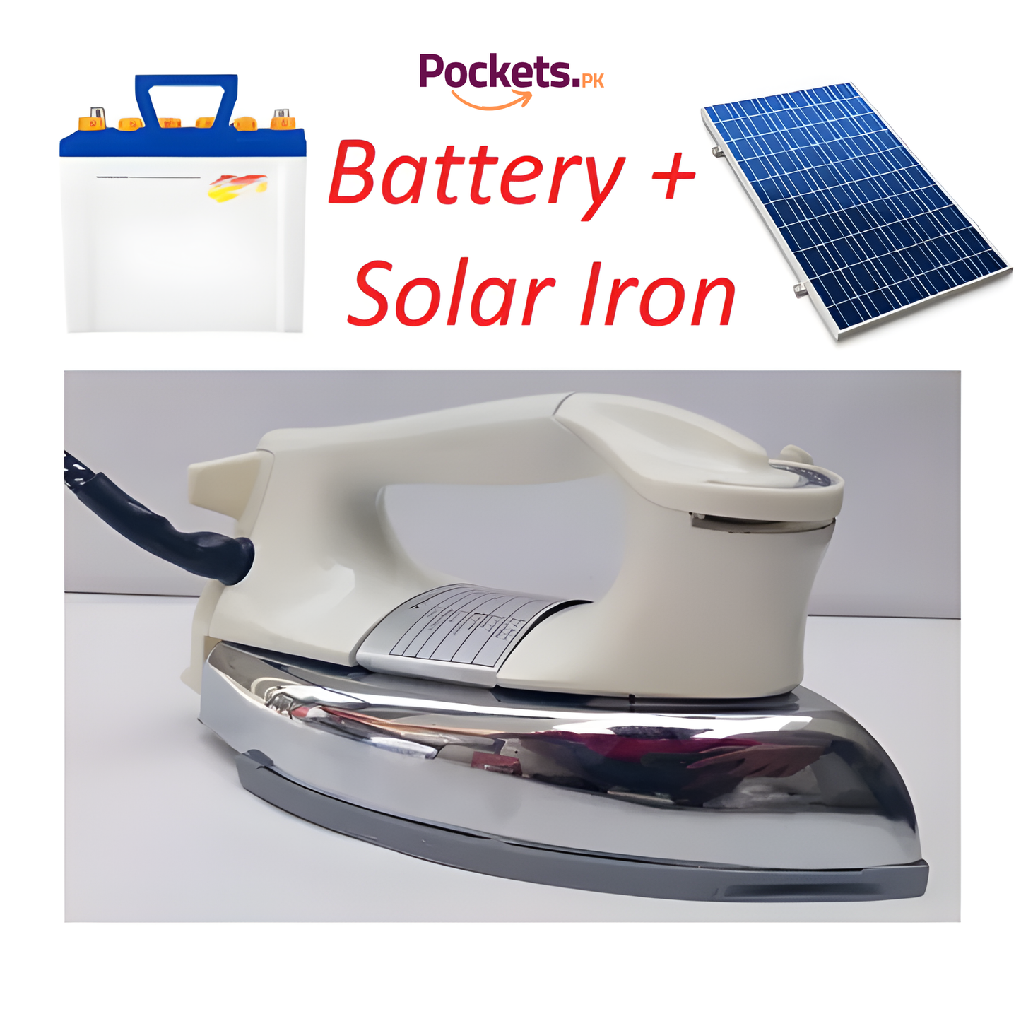 DC 12V Solar Iron – Portable & Eco-Friendly Travel Iron | Energy-Efficient Solar Powered Dry Iron for Home & Outdoor Use